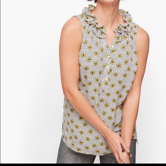 Talbots Tops - Talbots Sleeveless Sunflower Ruffle Boho Top